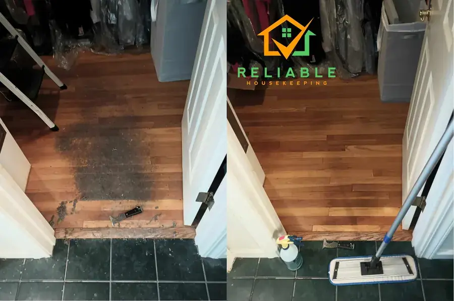 Floor before and after professional cleaning