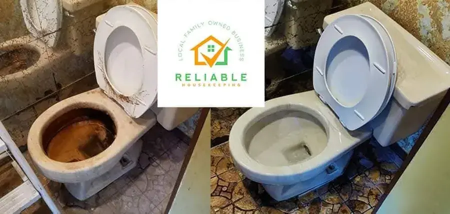Toilet before and after deep cleaning